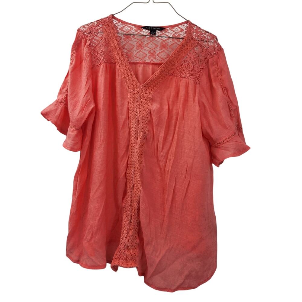 Zac & Rachel Pink Short Sleeve Top Womens Size Large L